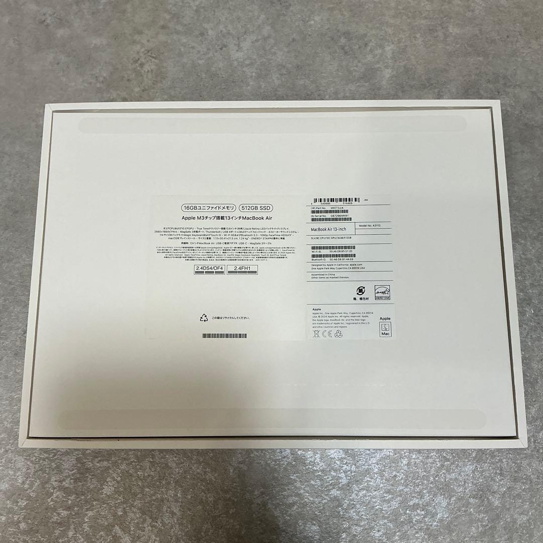 Apple M3 MacBook Air 512GB 16GB シルバー