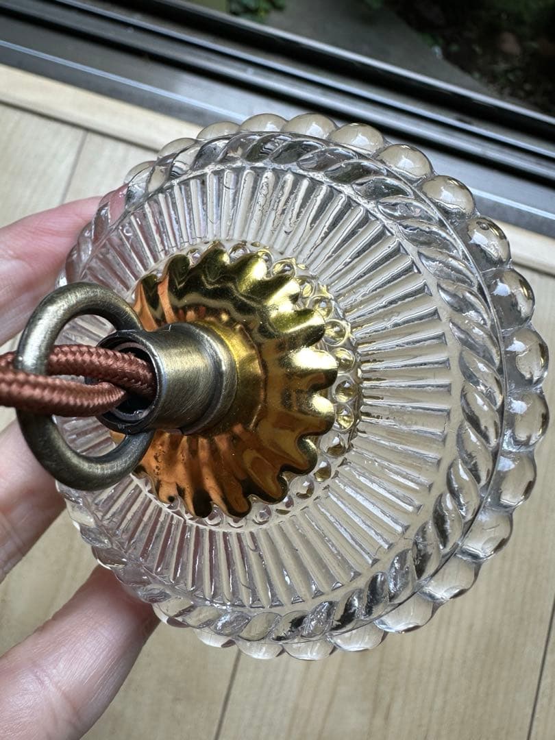 20年代 フランス アンティーク フレンチレースドイリー模様のアトリエランプ＊