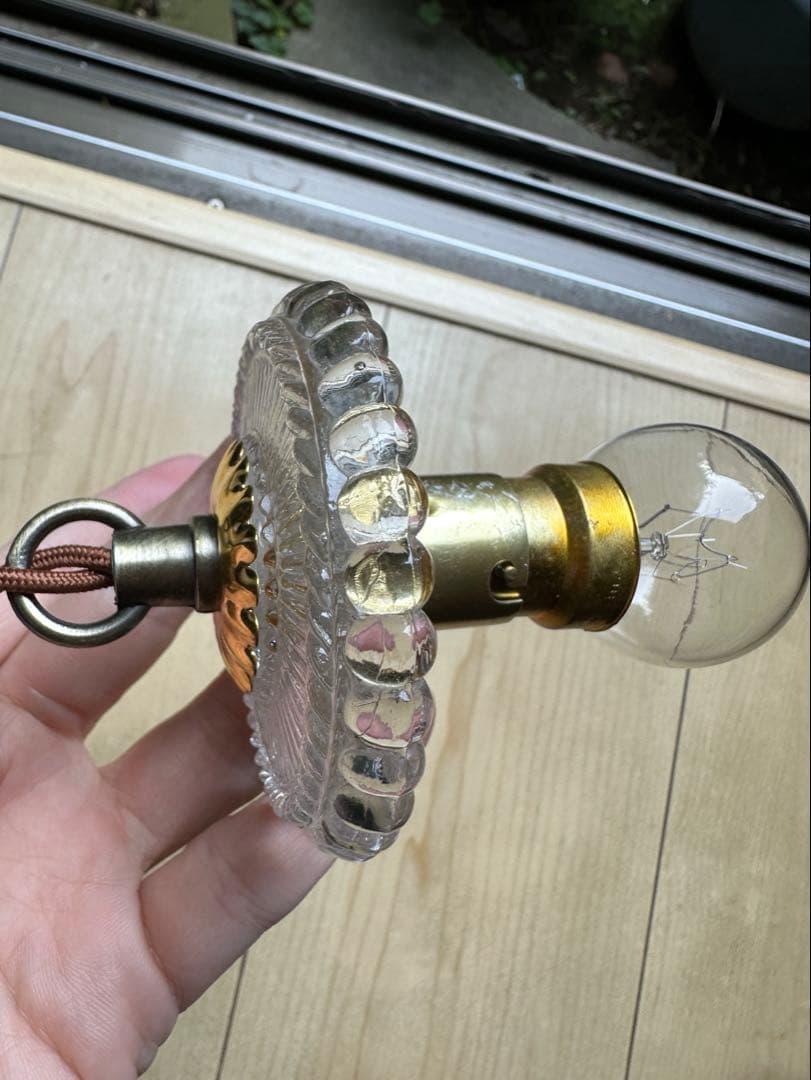 20年代 フランス アンティーク フレンチレースドイリー模様のアトリエランプ＊