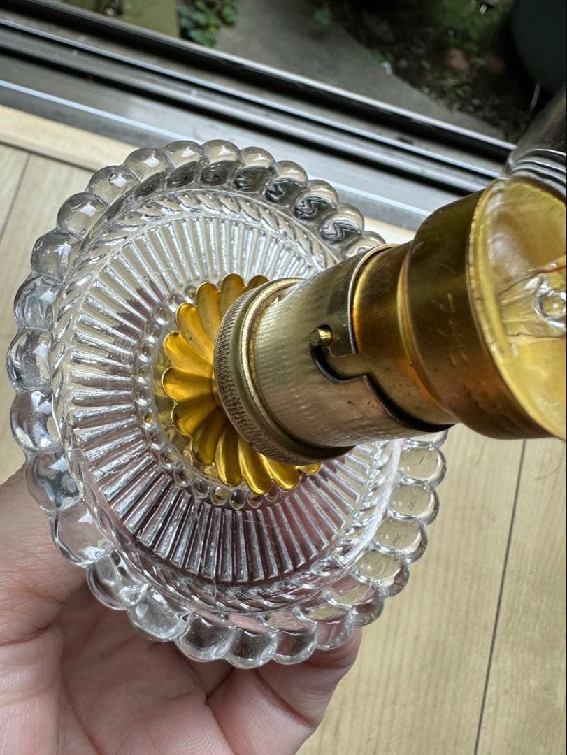 20年代 フランス アンティーク フレンチレースドイリー模様のアトリエランプ＊