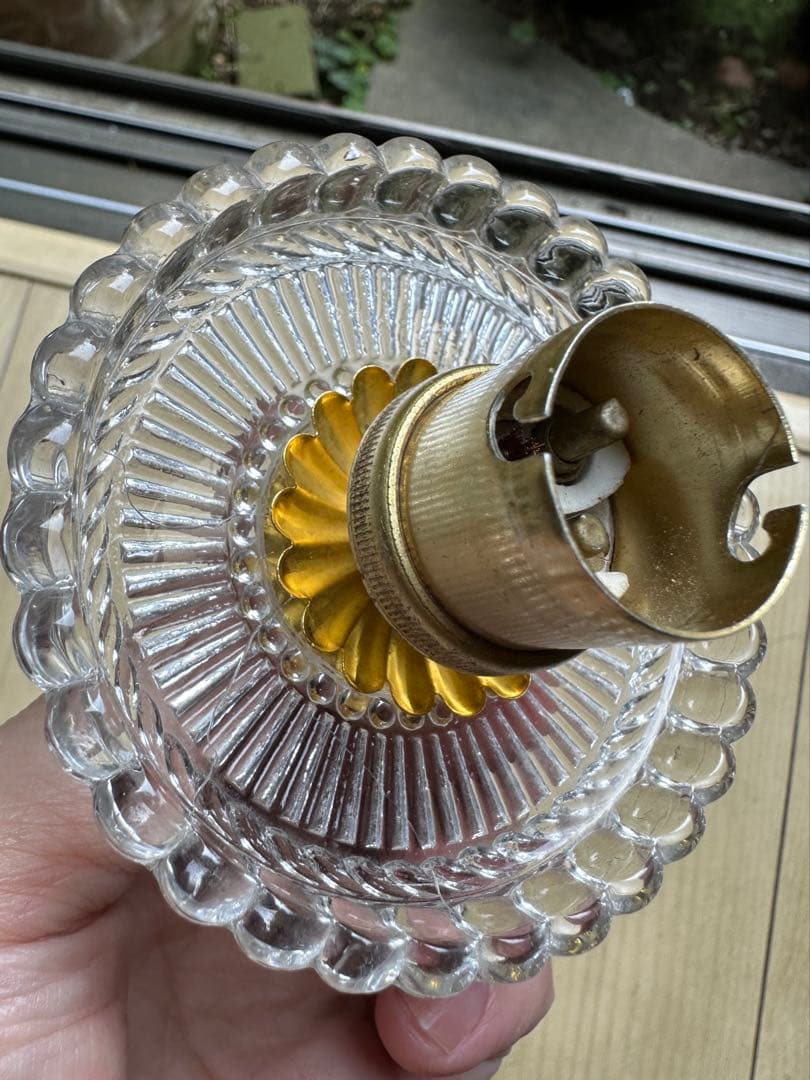 20年代 フランス アンティーク フレンチレースドイリー模様のアトリエランプ＊