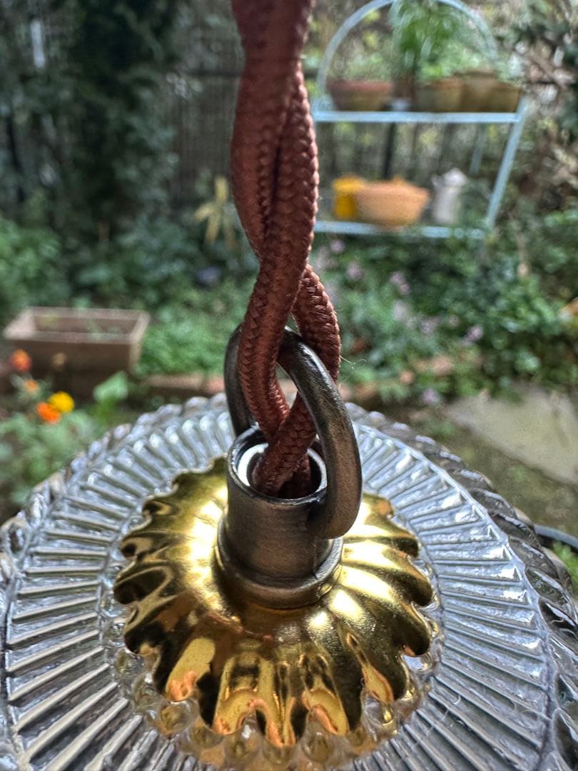 20年代 フランス アンティーク フレンチレースドイリー模様のアトリエランプ＊