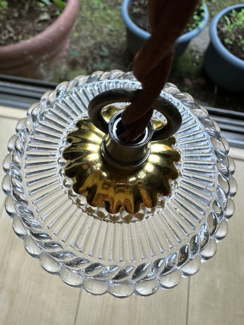 20年代 フランス アンティーク フレンチレースドイリー模様のアトリエランプ＊