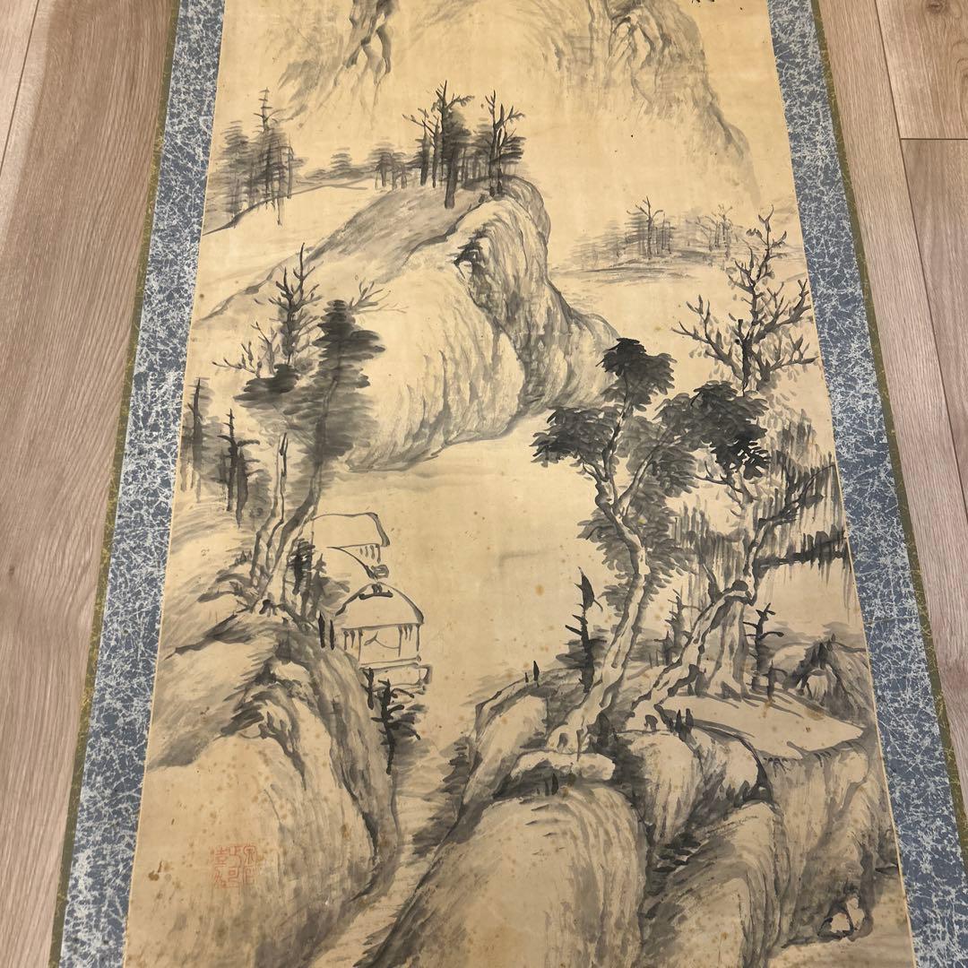 山水画 墨絵 署名・印章あり　1