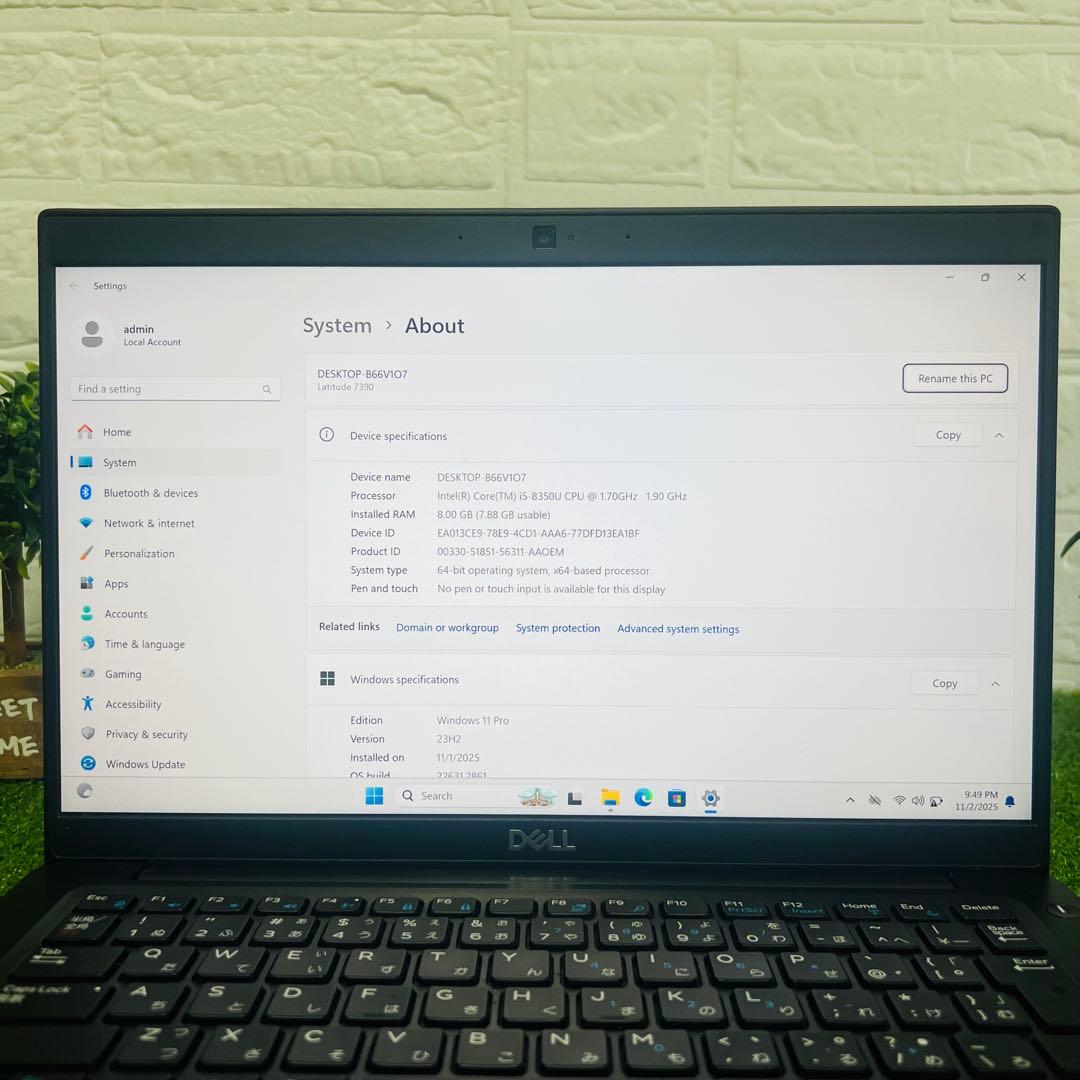 Windowsノート本体 Dell Latitude 7390 i5 8350U 8GB 256GBSSD