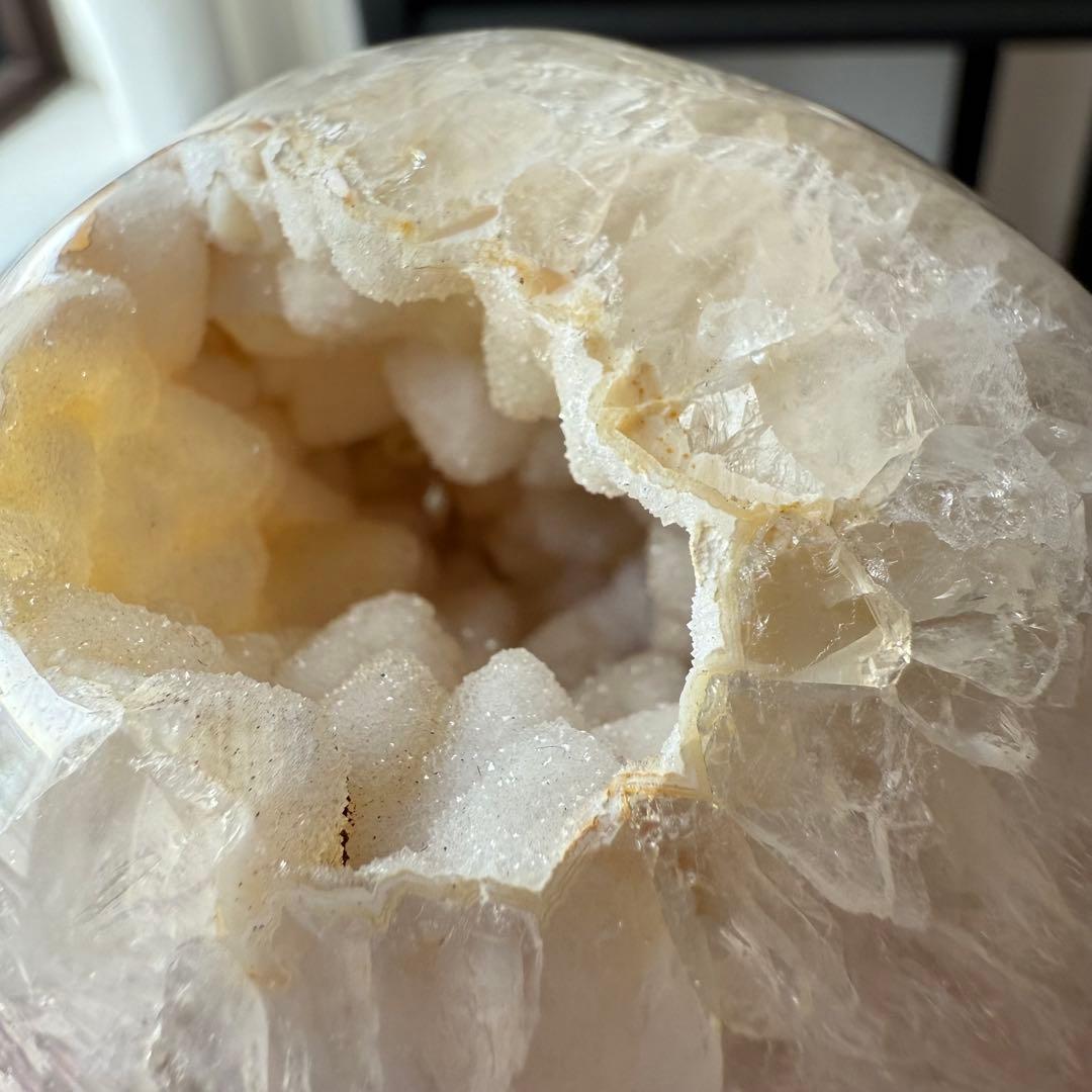 【MH】天然石シュガー水晶共生瑪瑙のきのこ　置物NO.010914