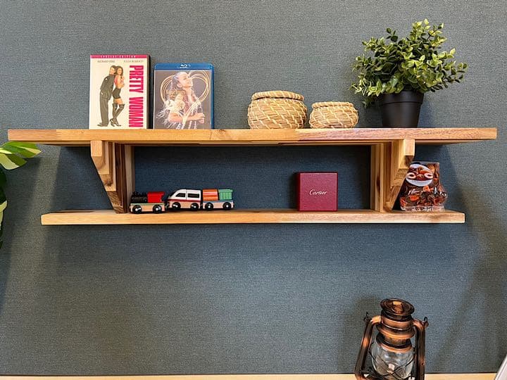 【在庫整理】 ウォールシェルフ 2段三角受け リバーシブル アカシア 90cm