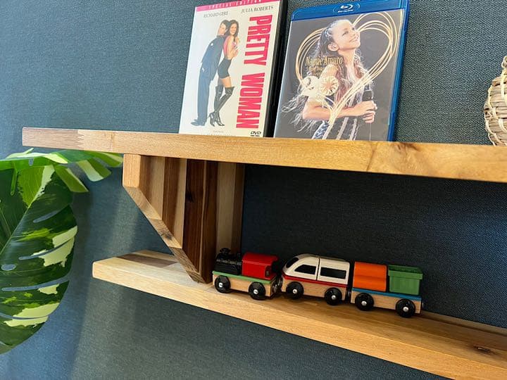 【在庫整理】 ウォールシェルフ 2段三角受け リバーシブル アカシア 90cm