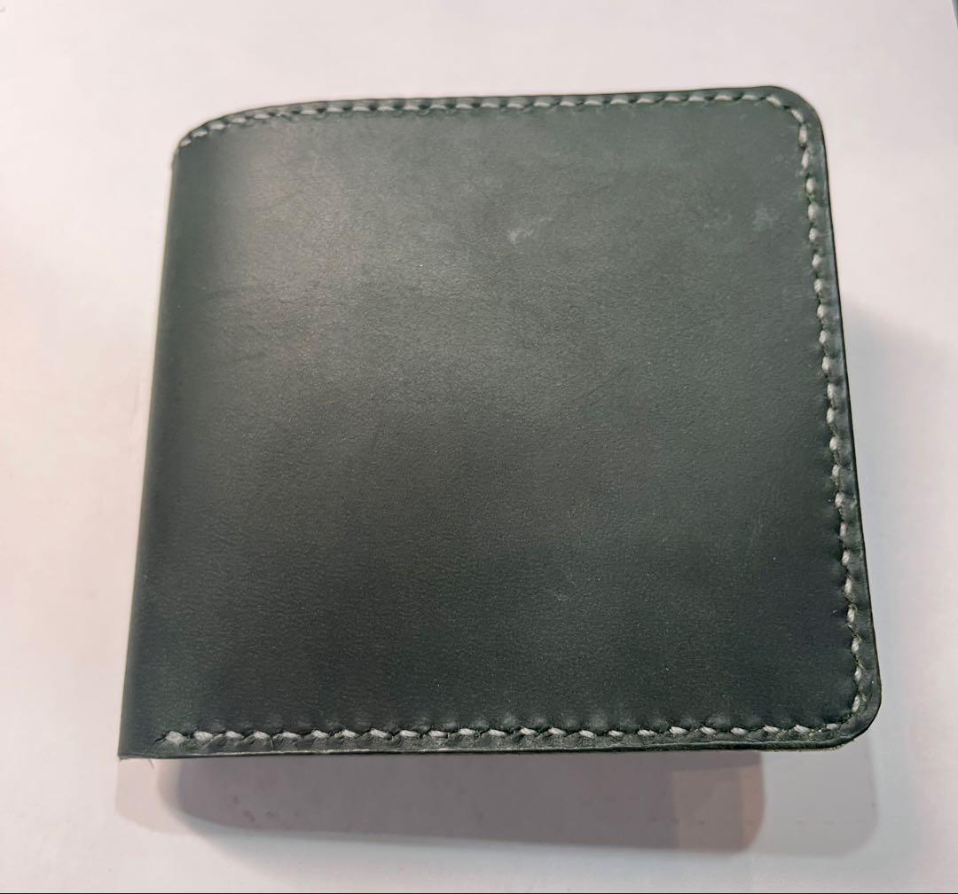 本革　財布　ウォレット　コンパクト　グリーン　レザー