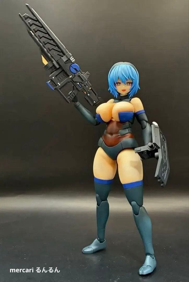 フレームアームズ・ガール 輝鎚・甲ブルーver＋ウェポンユニット×3塗装完成品