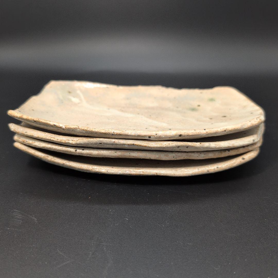 【新品未使用】手作り 陶器 長方形皿 4枚セット 粉引 美濃焼　特別注文