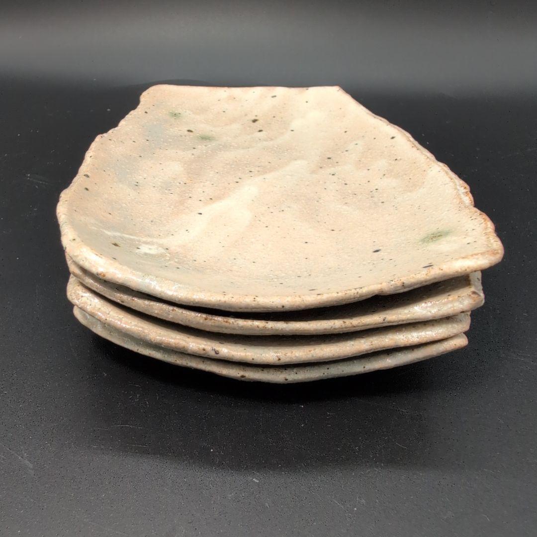 【新品未使用】手作り 陶器 長方形皿 4枚セット 粉引 美濃焼　特別注文