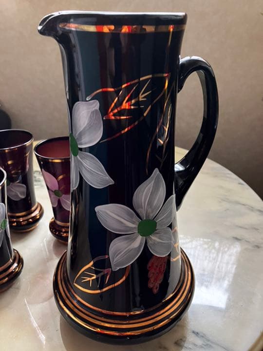 ボヘミア　ビンテージH andpaint 金彩　ジャグタンブラー(未）ケース付き