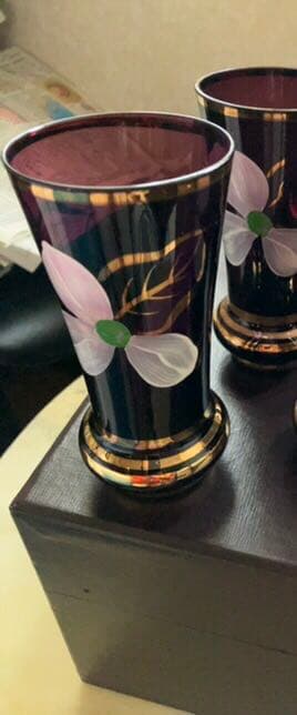 ボヘミア　ビンテージH andpaint 金彩　ジャグタンブラー(未）ケース付き