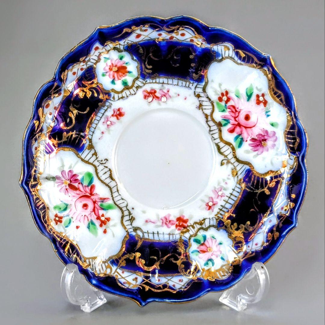 オールドニッポン デミタス 高台ペディスタル C&S 金彩 花文