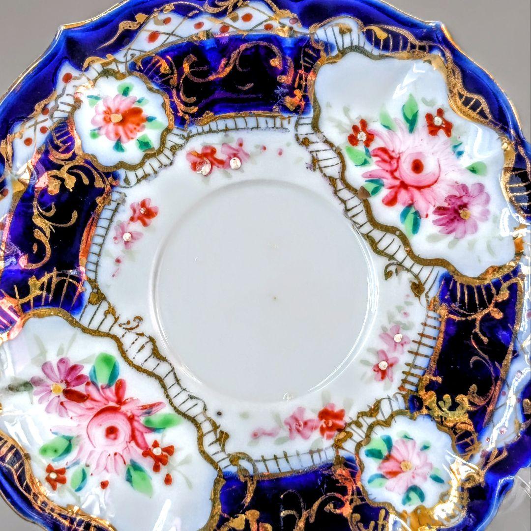 オールドニッポン デミタス 高台ペディスタル C&S 金彩 花文