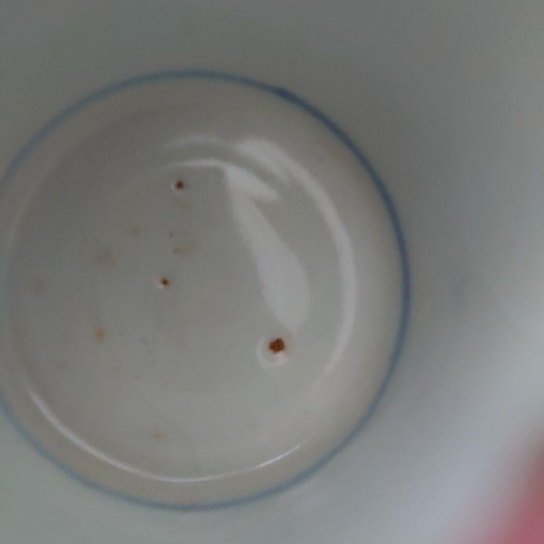 古伊万里 染付 そば猪口 羊歯文 松葉柄 植物文 時代物 江戸期 未使用