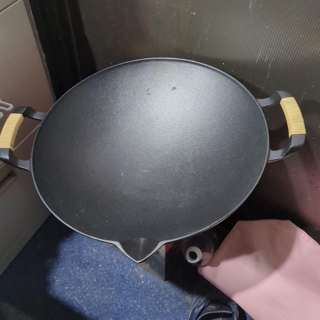 CO-OP 南部鉄器　32cm　中華鍋/マルチグリドル/キャンプ用品/BLK