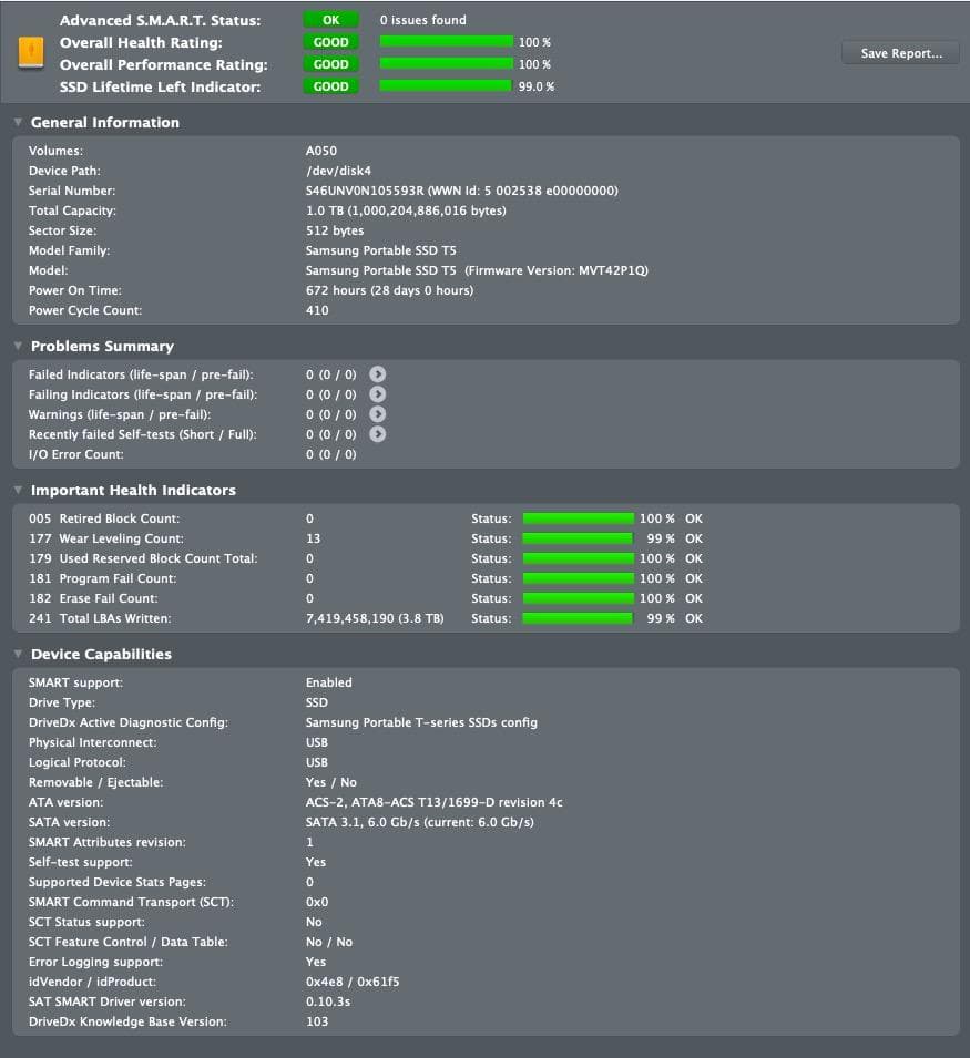 Samsung Portable SSD T5 1TB 専用ケース付き 健康