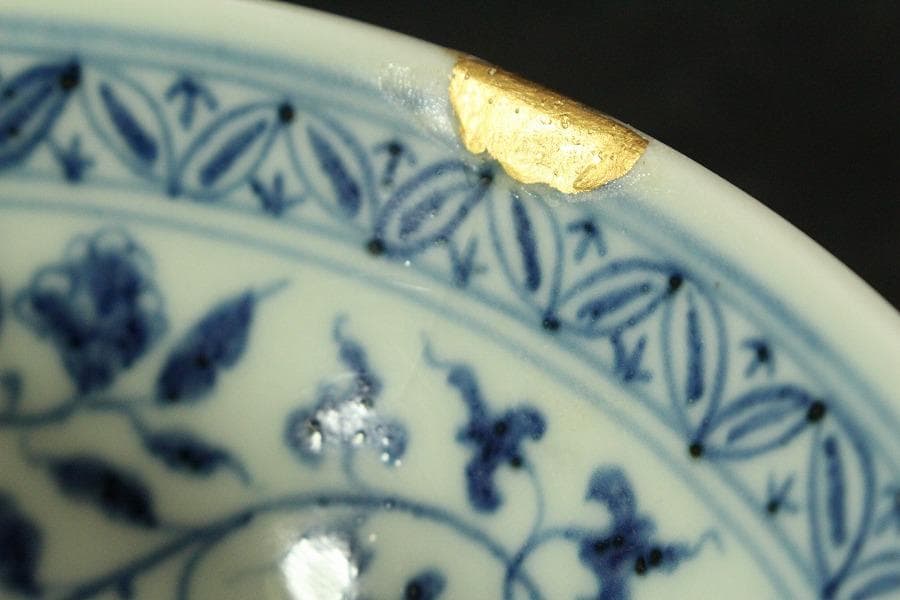 中国美術 染付 纏枝蓮花紋 蓮弁碗(ZE789)