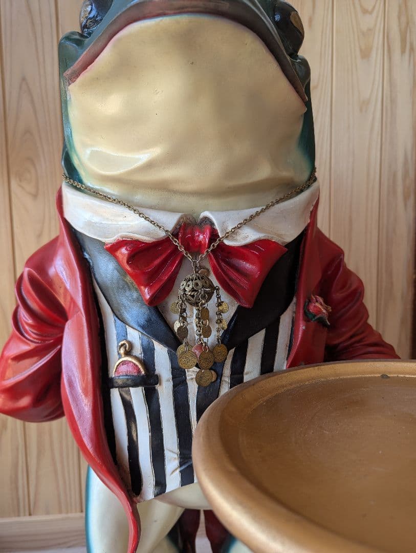 大型 カエル オブジェ ウェイター風 約75cm ヴィンテージ風 ディスプレイ