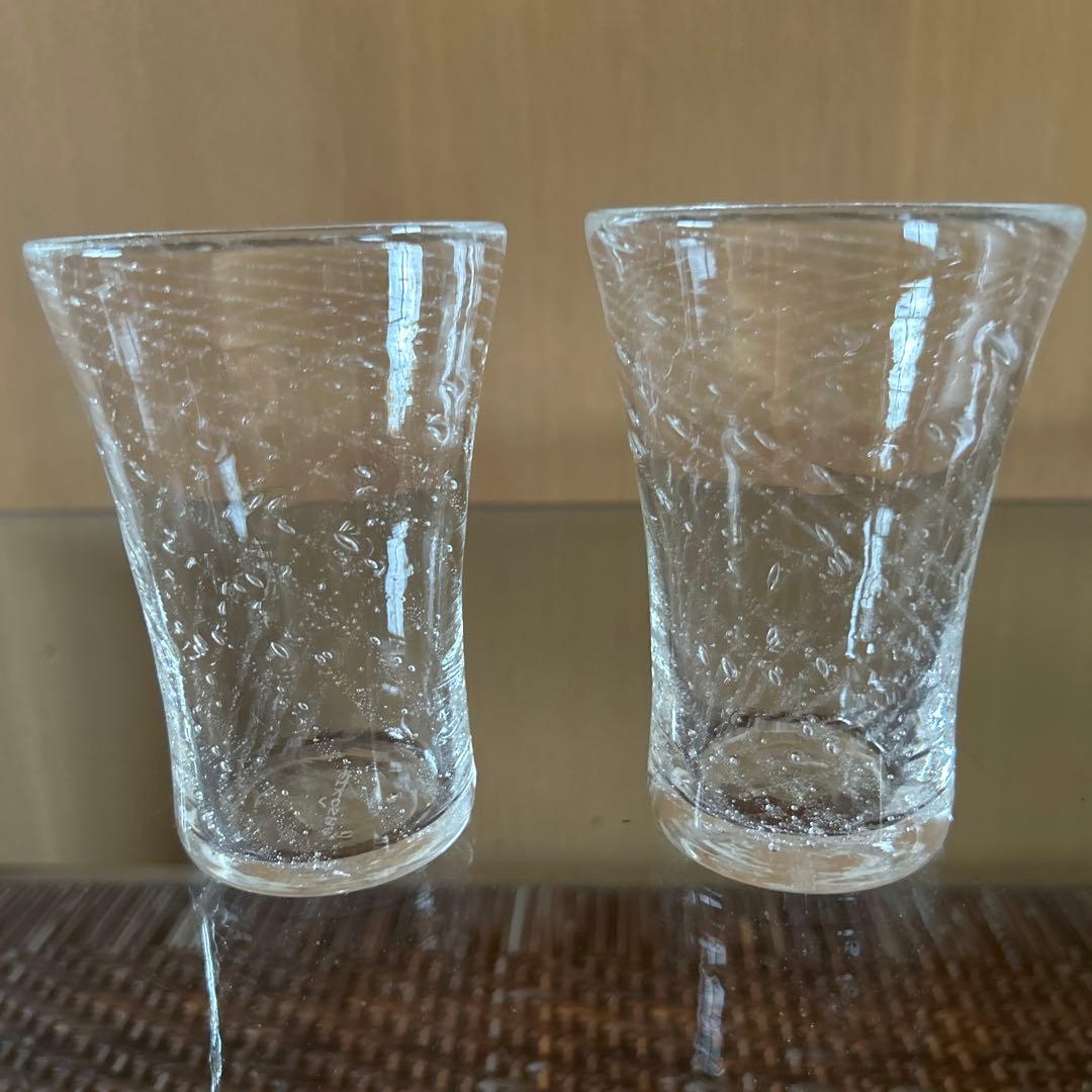 新品◆88 荒川尚也　螺旋状　アワグラス　宙吹きガラスコップ　ペア　晴耕社ガラス