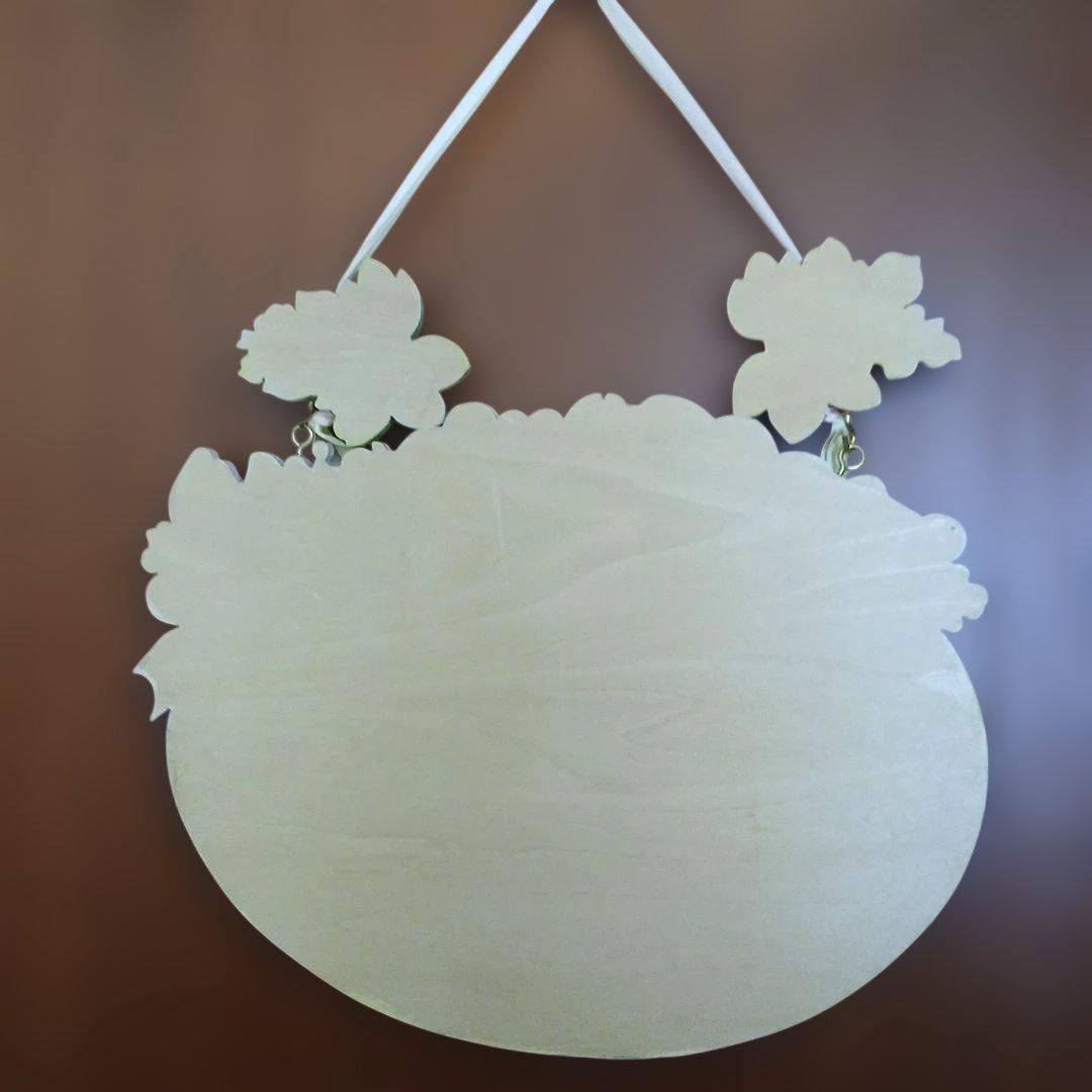 ハンドメイド　イースターエッグ　ウサギのイラスト　木製　壁掛け　飾り