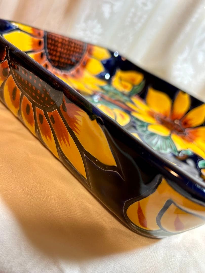 メキシコ　タラベラ焼き　四角陶器皿