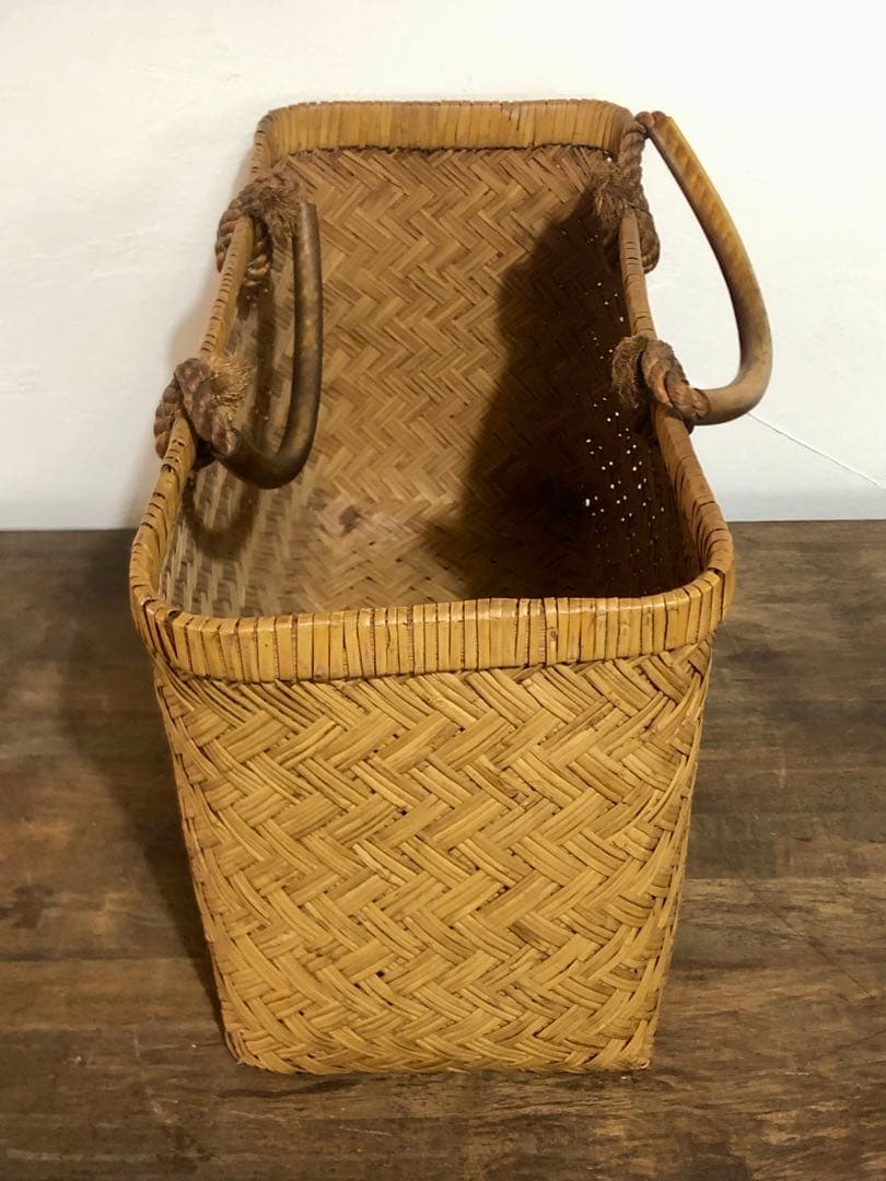 竹籠バッグ 竹カゴ 竹細工 伝統工芸 市場かご 買物かご インテリア 古道具