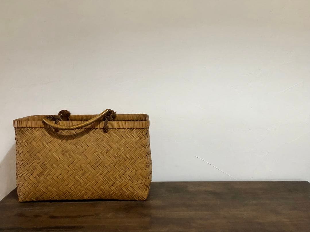 竹籠バッグ 竹カゴ 竹細工 伝統工芸 市場かご 買物かご インテリア 古道具