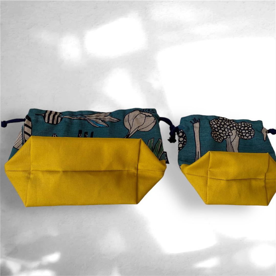 入園入学5点セット（salute* handmade）　ベジタブル柄×黄色