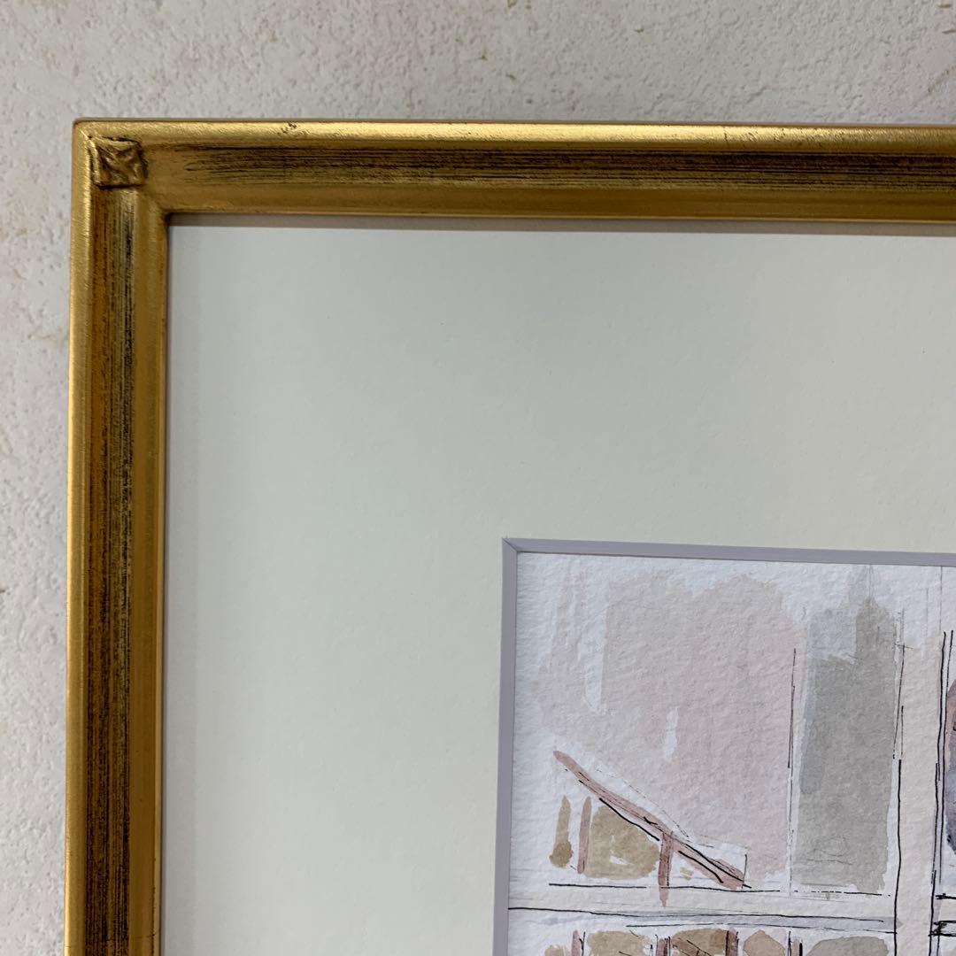 絵画　水彩肉筆画　真作　森茂子『古いホテルのコンシェルジュ（パリ）』