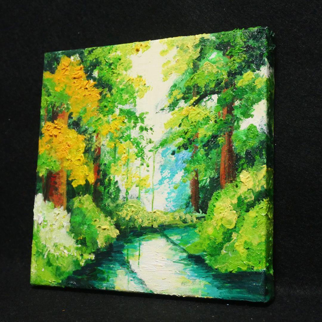 油絵 油彩 油彩画 絵画 絵 アートパネル【森の湖】