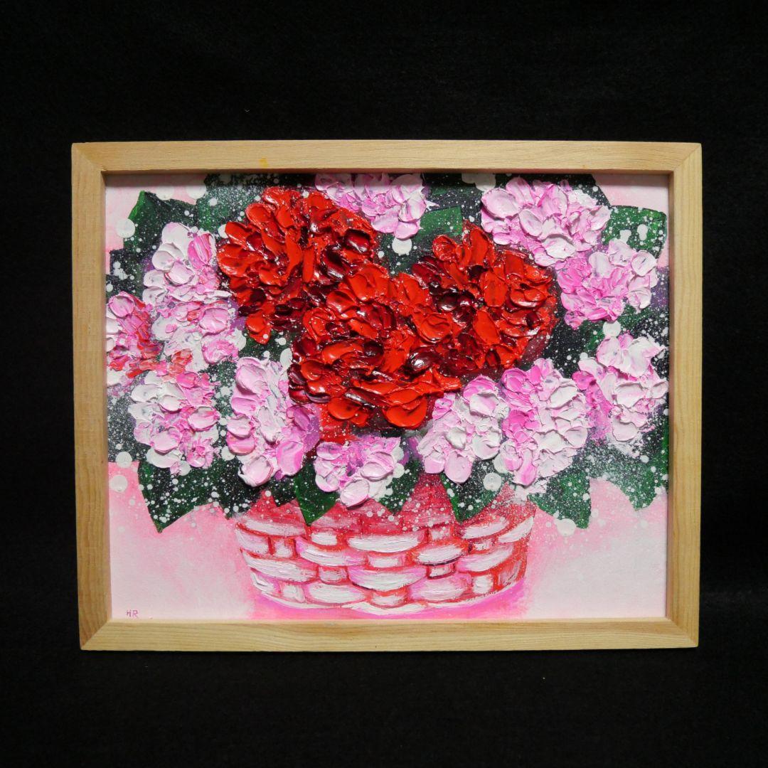 油絵 油彩 油彩画 絵 絵画【華やかなカーネーション】