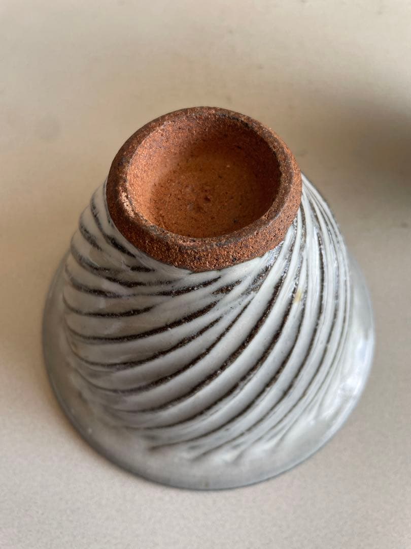 最終‼️ 小代瑞穂窯　福田るい　しのぎ　カフェオレボウル 斜めしのぎ 作家もの　皿