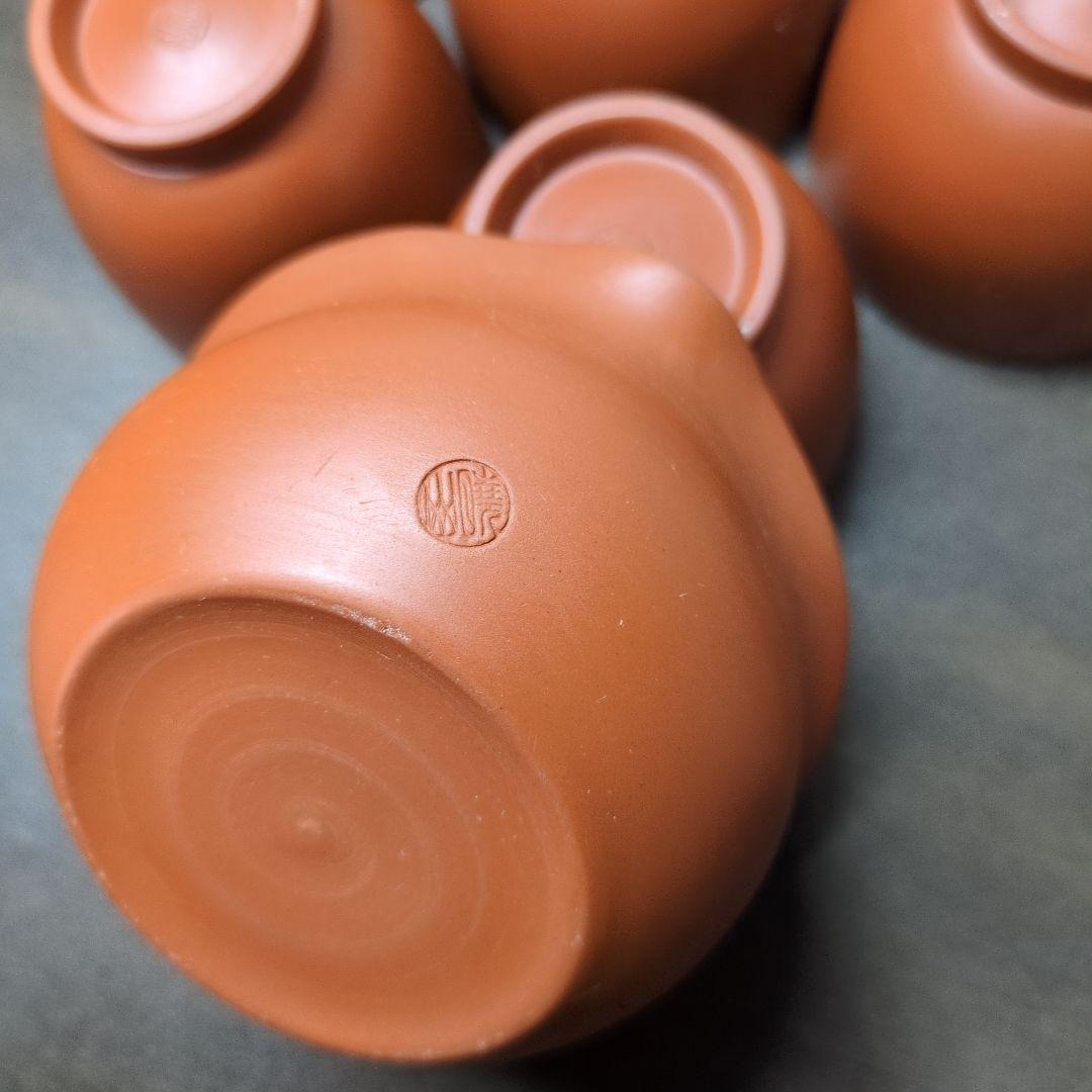 常滑焼 水上暁山 作 朱泥 三十六歌仙文 茶器揃 共布 共箱 煎茶道具