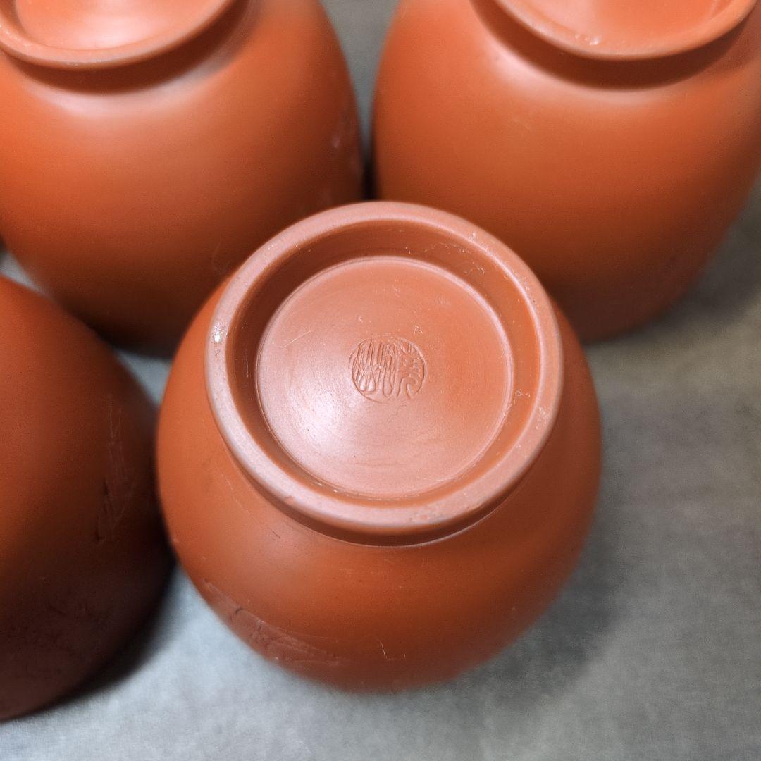 常滑焼 水上暁山 作 朱泥 三十六歌仙文 茶器揃 共布 共箱 煎茶道具