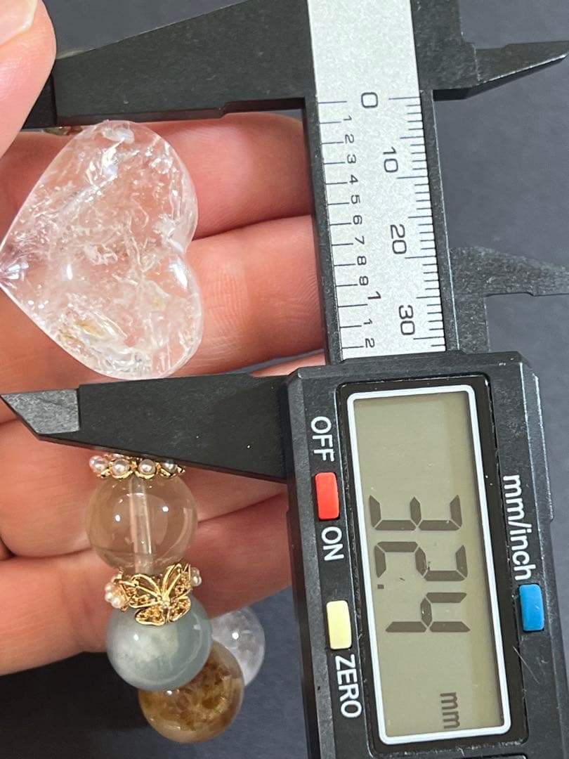 ハートの水入水晶とミックスクォーツのブレスレット