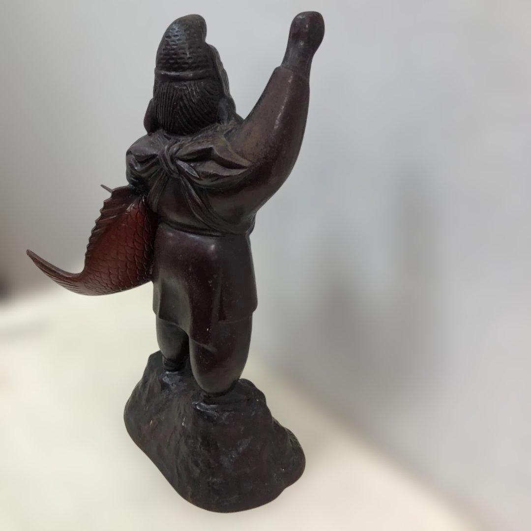 恵比寿像 鯛 七福神 縁起物 大型置物 鉄製 恵比寿様 和風 260308-1