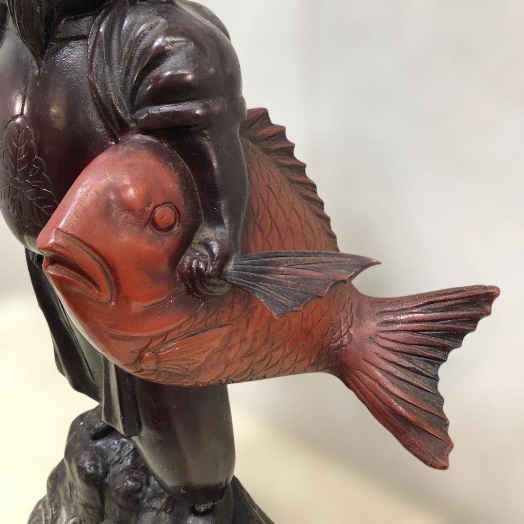 恵比寿像 鯛 七福神 縁起物 大型置物 鉄製 恵比寿様 和風 260308-1