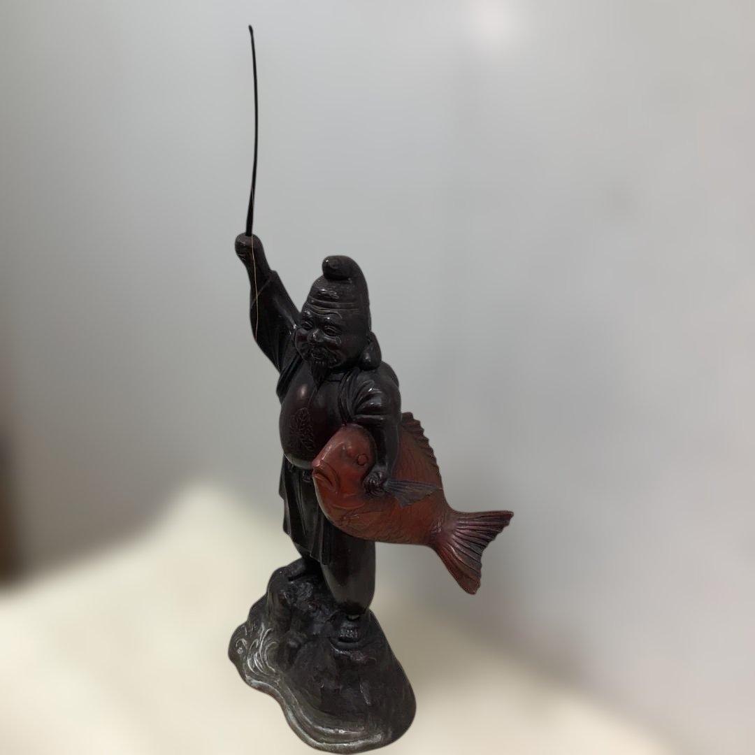 恵比寿像 鯛 七福神 縁起物 大型置物 鉄製 恵比寿様 和風 260308-1