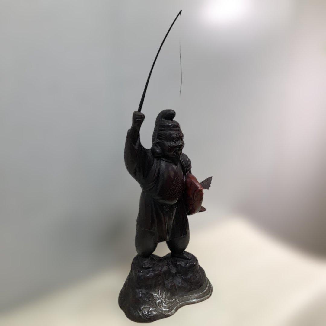 恵比寿像 鯛 七福神 縁起物 大型置物 鉄製 恵比寿様 和風 260308-1