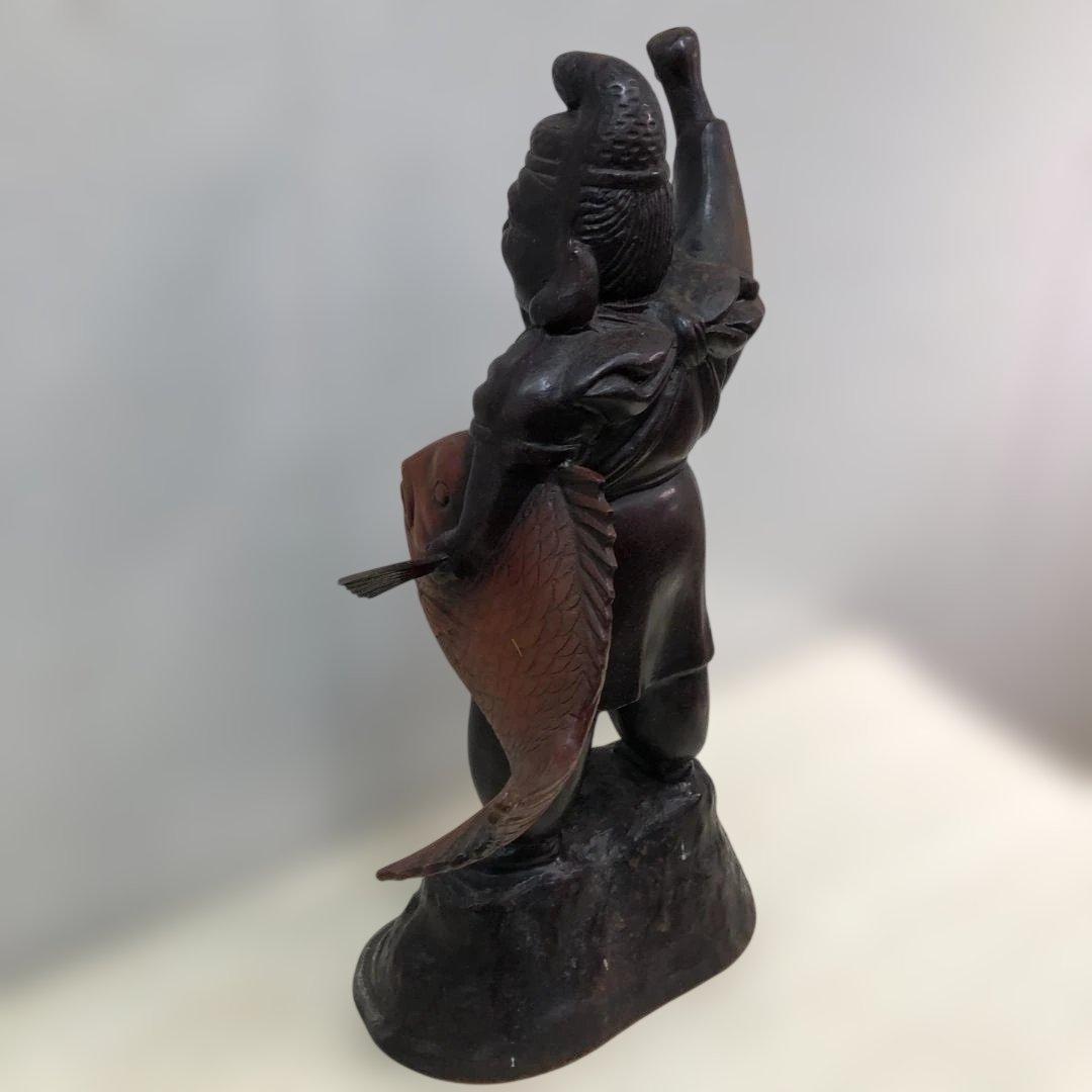 恵比寿像 鯛 七福神 縁起物 大型置物 鉄製 恵比寿様 和風 260308-1