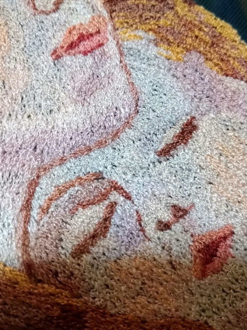 刺繍 母子像 アート　昭和レトロ　刺繍額　アンティーク　コレクション　希少