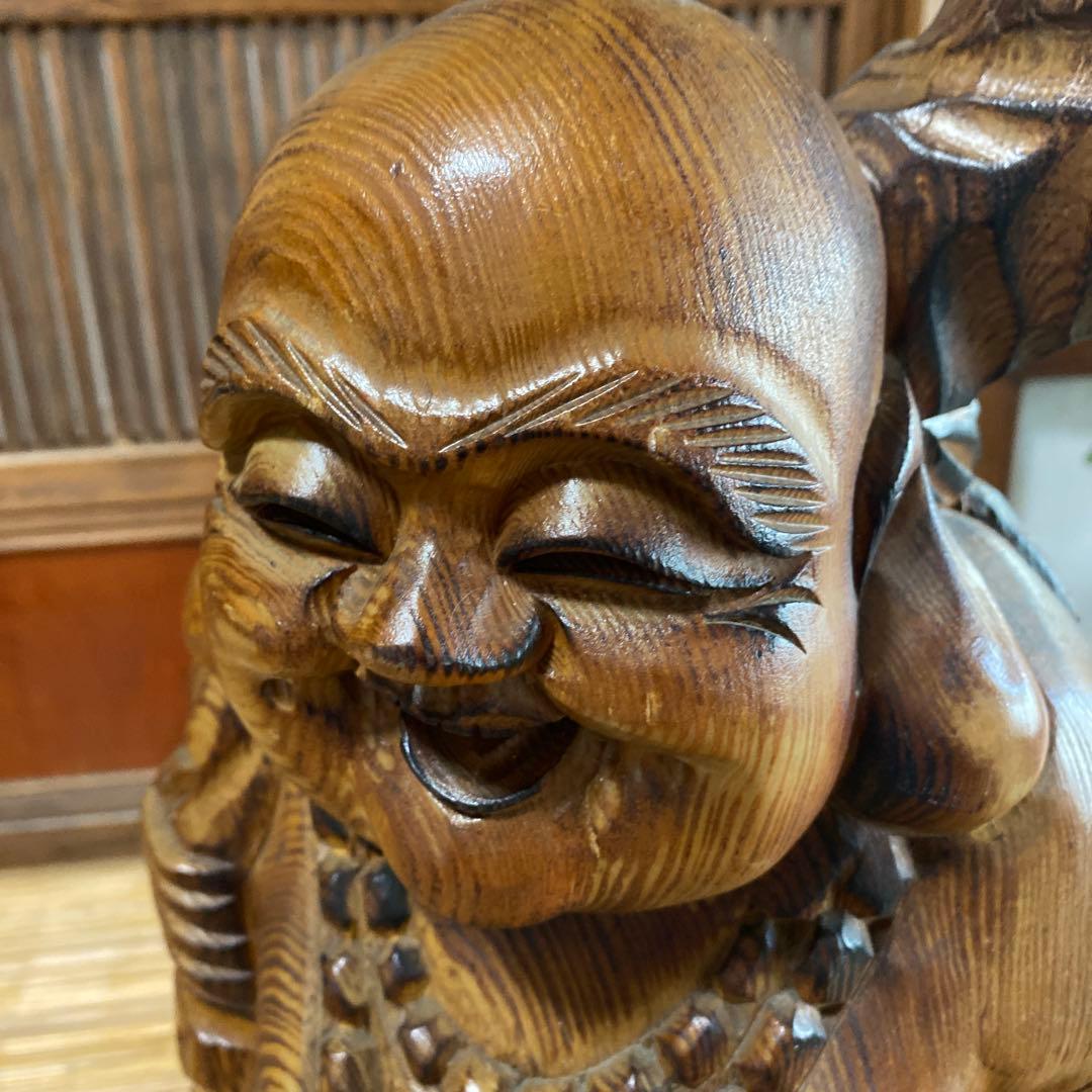 木製 笑顔の仏像 約60cm