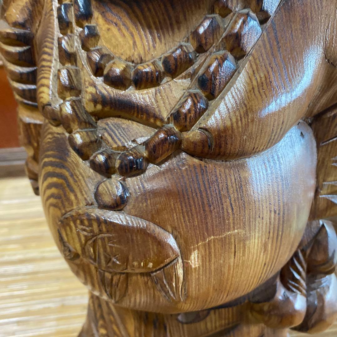 木製 笑顔の仏像 約60cm