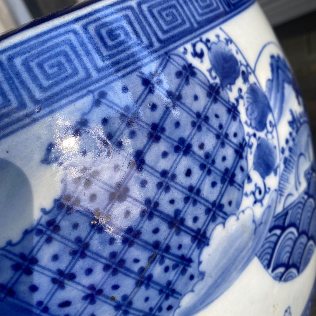 専用　明治大正時代頃の瓢箪図火鉢42cm28cm