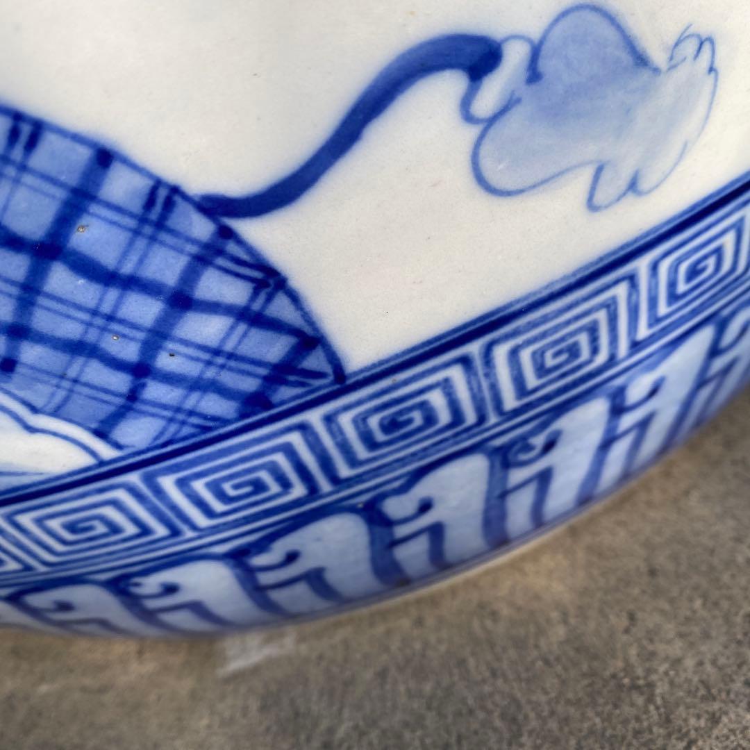 専用　明治大正時代頃の瓢箪図火鉢42cm28cm