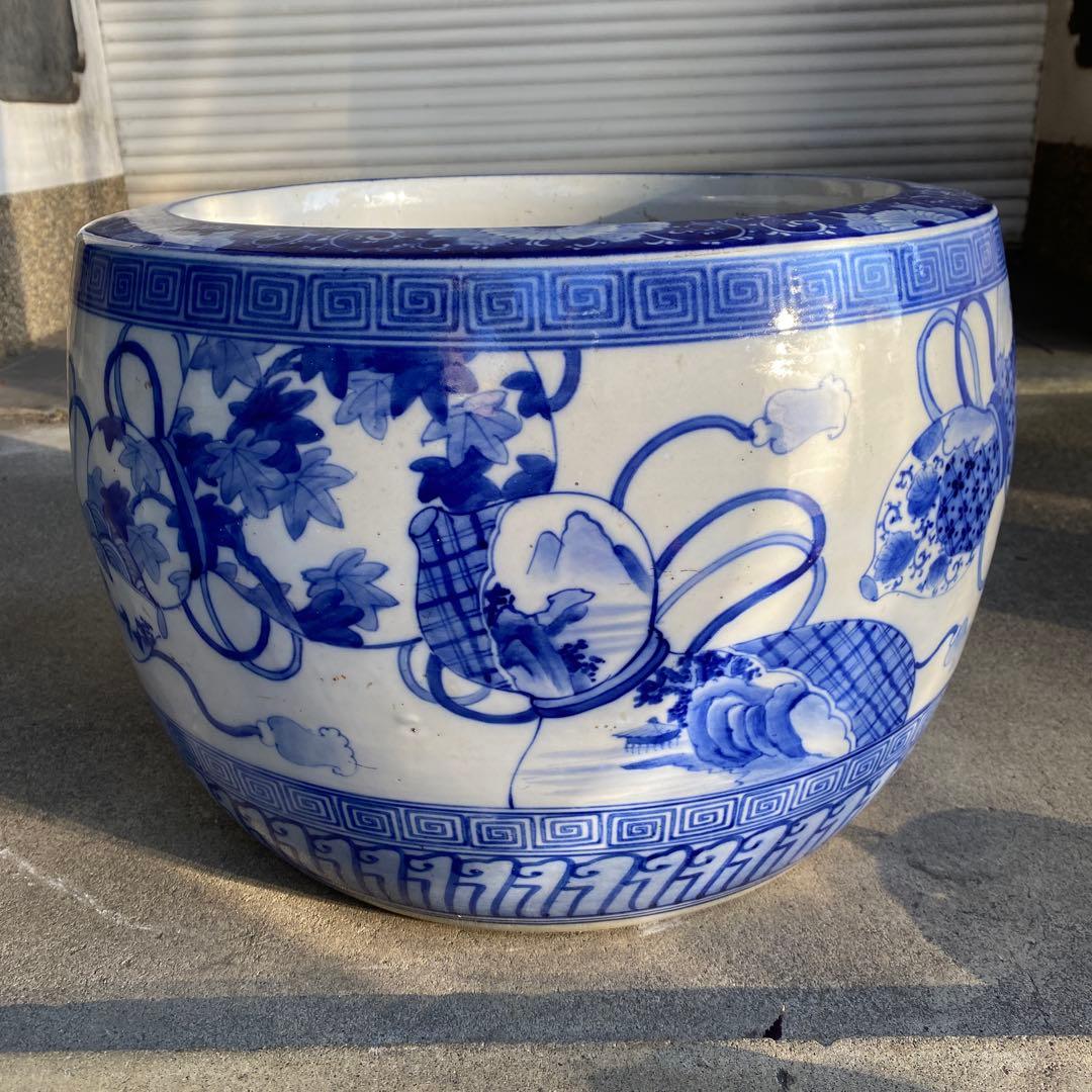 専用　明治大正時代頃の瓢箪図火鉢42cm28cm