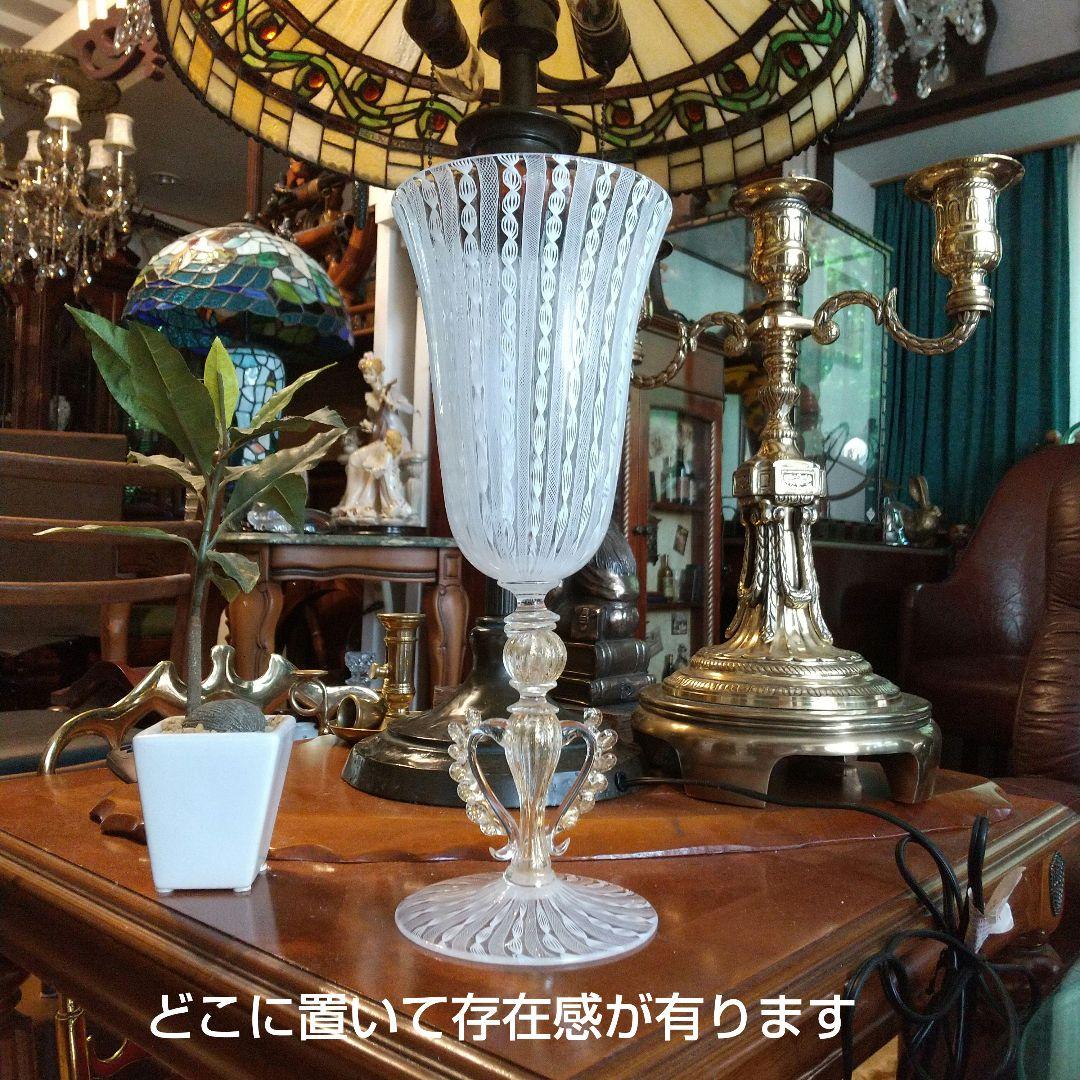 ベネチアングラス ムラ―ノガラス レ―ス模様 大型ワイングラス